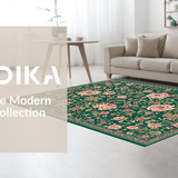Ultra Soft Area Rug, Non Slip, Stain Resistant, Washable Area Rugs for Living Room, Bedroom, Classic Vintage Floral Composition(Green)