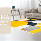 Ultra Soft Area Rug, Non Slip, Stain Resistant, Washable Area Rugs for Living Room, Bedroom, Vibrant Modern Abstract Composition(Yellow)