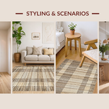 Ultra Soft Area Rug, Non Slip, Stain Resistant, Washable Area Rugs for Living Room, Bedroom, Rustic Multi-Colored Woven Texture(Beige)