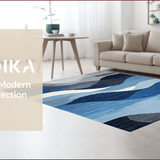 Ultra Soft Area Rug, Non Slip, Stain Resistant, Washable Area Rugs for Living Room, Bedroom, Modern Geometric Blue Hues(Blue)