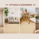 Ultra Soft Area Rug, Non Slip, Stain Resistant, Washable Area Rugs for Living Room, Bedroom, Stylish Beige Geometric Motif(Beige)
