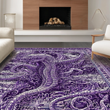 Ultra Soft Area Rug, Non Slip, Stain Resistant, Washable Area Rugs for Living Room, Bedroom, Deep Ocean Monster Area Rug(Purple)