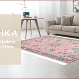 Ultra Soft Area Rug, Non Slip, Stain Resistant, Washable Area Rugs for Living Room, Bedroom, Floral Pastel Boho Elegance(Pink)