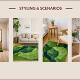 Ultra Soft Area Rug, Non Slip, Stain Resistant, Washable Area Rugs for Living Room, Bedroom, Green Moss Floral Bathroom Rug for Nature-Themed Decor(Green)