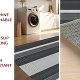 Ultra Soft Area Rug, Non Slip, Stain Resistant, Washable Area Rugs for Living Room, Bedroom, Minimalist Classic Linear Design(Black)
