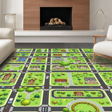 Ultra Soft Area Rug, Non Slip, Stain Resistant, Washable Area Rugs for Living Room, Bedroom, Whimsical Neighborhood Discovery Pattern(Brown)