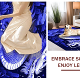 Ultra Soft Area Rug, Non Slip, Stain Resistant, Washable Area Rugs for Living Room, Bedroom, Playful Dragon Fantasy Expression(Blue)