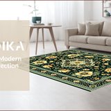 Ultra Soft Area Rug, Non Slip, Stain Resistant, Washable Area Rugs for Living Room, Bedroom, Boho Chic Medallion Distressed(Black)