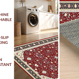 Ultra Soft Area Rug, Non Slip, Stain Resistant, Washable Area Rugs for Living Room, Bedroom, Whimsical Red Ivory Tiled Layout(Red)