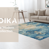Ultra Soft Area Rug, Non Slip, Stain Resistant, Washable Area Rugs for Living Room, Bedroom, Coastal Seahorse Themed Plush Accent Carpet with Soft Textured Waves Design(Blue)