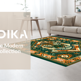 Ultra Soft Area Rug, Non Slip, Stain Resistant, Washable Area Rugs for Living Room, Bedroom, Artistic Green Jungle Vibes(Orange)