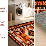 Ultra Soft Area Rug, Non Slip, Stain Resistant, Washable Area Rugs for Living Room, Bedroom, Vintage Artistic Geometric Print(Orange)