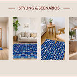 Ultra Soft Area Rug, Non Slip, Stain Resistant, Washable Area Rugs for Living Room, Bedroom, Stain-Resistant Trellis Kitchen Entryway Carpet(Blue)