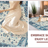 Ultra Soft Area Rug, Non Slip, Stain Resistant, Washable Area Rugs for Living Room, Bedroom, Eclectic Vintage Botanical Design(Blue)