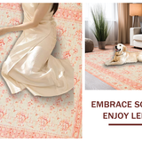 Ultra Soft Area Rug, Non Slip, Stain Resistant, Washable Area Rugs for Living Room, Bedroom, Chic Pastel Geometric Elegance(Pink)