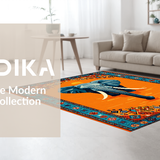 Ultra Soft Area Rug, Non Slip, Stain Resistant, Washable Area Rugs for Living Room, Bedroom, Dynamic Vibrant Floral Arrangement(Orange)