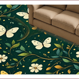 Ultra Soft Area Rug, Non Slip, Stain Resistant, Washable Area Rugs for Living Room, Bedroom, Butterfly Insect Print Playroom(Green)