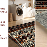 Ultra Soft Area Rug, Non Slip, Stain Resistant, Washable Area Rugs for Living Room, Bedroom, Vibrant Earth Tones with Tribal Motifs(Brown)