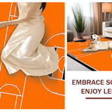 Ultra Soft Area Rug, Non Slip, Stain Resistant, Washable Area Rugs for Living Room, Bedroom, Vibrant Circular Basketball Motif(Orange)
