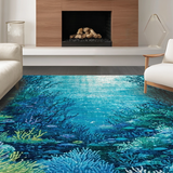Ultra Soft Area Rug, Non Slip, Stain Resistant, Washable Area Rugs for Living Room, Bedroom, Ocean Floor Sensory Play Mat(Blue)