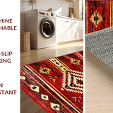 Ultra Soft Area Rug, Non Slip, Stain Resistant, Washable Area Rugs for Living Room, Bedroom, Striking Distressed Rustic Elements(Red)