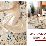 Ultra Soft Area Rug, Non Slip, Stain Resistant, Washable Area Rugs for Living Room, Bedroom, Chic Faded Botanical Design(Beige)
