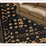 Ultra Soft Area Rug, Non Slip, Stain Resistant, Washable Area Rugs for Living Room, Bedroom, Vintage Inspired Primitive Elegance(Black)