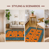 Ultra Soft Area Rug, Non Slip, Stain Resistant, Washable Area Rugs for Living Room, Bedroom, Playful Orange and Blue Fusion(Orange)