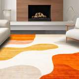 Ultra Soft Area Rug, Non Slip, Stain Resistant, Washable Area Rugs for Living Room, Bedroom, Vibrant Abstract Expressionist Motif(Orange)