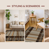 Ultra Soft Area Rug, Non Slip, Stain Resistant, Washable Area Rugs for Living Room, Bedroom, Contemporary Earthy Striped Elegance(Brown)
