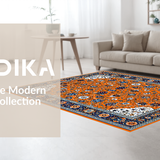 Ultra Soft Area Rug, Non Slip, Stain Resistant, Washable Area Rugs for Living Room, Bedroom, Lively Multi-Color Abstract Motif(Orange)