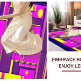 Ultra Soft Area Rug, Non Slip, Stain Resistant, Washable Area Rugs for Living Room, Bedroom, Artful 80s Inspired Dynamic Shapes(Purple)