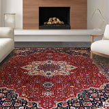 Ultra Soft Area Rug, Non Slip, Stain Resistant, Washable Area Rugs for Living Room, Bedroom, Sophisticated Classic Trellis Theme(Red)