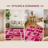 Ultra Soft Area Rug, Non Slip, Stain Resistant, Washable Area Rugs for Living Room, Bedroom, Cute Pink Bows Area Rug with Playful Motif(Pink)