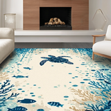 Ultra Soft Area Rug, Non Slip, Stain Resistant, Washable Area Rugs for Living Room, Bedroom, Charming Coastal Animal Print(Blue)