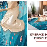 Ultra Soft Area Rug, Non Slip, Stain Resistant, Washable Area Rugs for Living Room, Bedroom, Pastel Coral Wave Inspiration(Blue)