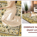 Ultra Soft Area Rug, Non Slip, Stain Resistant, Washable Area Rugs for Living Room, Bedroom, Elegant Transitional Botanical Motif(Ivory)