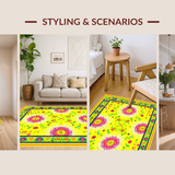 Ultra Soft Area Rug, Non Slip, Stain Resistant, Washable Area Rugs for Living Room, Bedroom, Bright Cheerful Radiant Composition(Yellow)