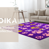 Ultra Soft Area Rug, Non Slip, Stain Resistant, Washable Area Rugs for Living Room, Bedroom, Cute Colorful Whimsical Print Design(Purple)