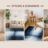Ultra Soft Area Rug, Non Slip, Stain Resistant, Washable Area Rugs for Living Room, Bedroom, Soft Striped Carpet Ombre Washable Abstract Floor Art(Blue)