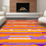 Ultra Soft Area Rug, Non Slip, Stain Resistant, Washable Area Rugs for Living Room, Bedroom, Rustic Eclectic Colorful Weave(Purple)