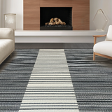 Ultra Soft Area Rug, Non Slip, Stain Resistant, Washable Area Rugs for Living Room, Bedroom, Classic Striped Area Rug(Black)