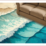 Ultra Soft Area Rug, Non Slip, Stain Resistant, Washable Area Rugs for Living Room, Bedroom, Coastal Waves Multi-Tone Living Room Rug(Blue)