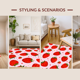 Ultra Soft Area Rug, Non Slip, Stain Resistant, Washable Area Rugs for Living Room, Bedroom, Vibrant Quirky Strawberry Aesthetic(Red)