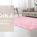 Ultra Soft Area Rug, Non Slip, Stain Resistant, Washable Area Rugs for Living Room, Bedroom, Youthful Shaggy Round Educational Flair(Pink)
