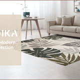 Ultra Soft Area Rug, Non Slip, Stain Resistant, Washable Area Rugs for Living Room, Bedroom, Tropical Inspired Leaf Aesthetic(Beige)