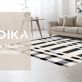 Ultra Soft Area Rug, Non Slip, Stain Resistant, Washable Area Rugs for Living Room, Bedroom, Retro Contrast Woven Floor Covering with Minimalist Linear Pattern(Beige)