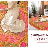 Ultra Soft Area Rug, Non Slip, Stain Resistant, Washable Area Rugs for Living Room, Bedroom, Charming Colorful Abstract Motif(Orange)