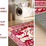 Ultra Soft Area Rug, Non Slip, Stain Resistant, Washable Area Rugs for Living Room, Bedroom, Elegant Distressed Geometric Flair(Red)