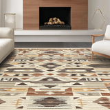 Ultra Soft Area Rug, Non Slip, Stain Resistant, Washable Area Rugs for Living Room, Bedroom, Textured Geometric Earth Tone(Brown)